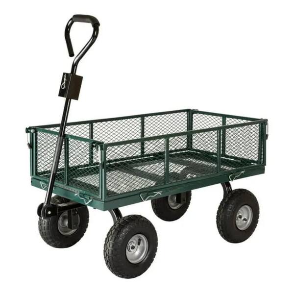 Mr. Garden 7.8 cu. ft. Metal Garden Cart 700 lbs. Capacity Removable Steel Mesh Sidewalls
