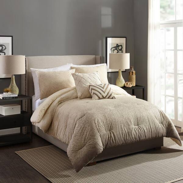 Ayesha Curry 3-Piece Taupe Modern Ombre Cotton Full/Queen Comforter Set
