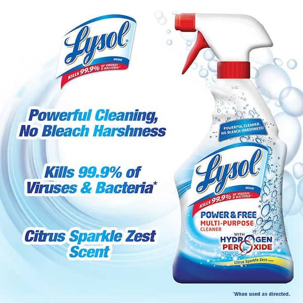 Power and Free 32 oz. Hydrogen Peroxide Citrus Sparkle Zest Scent Disinfecting All-Purpose Cleaner Trigger Spray 12 Pack