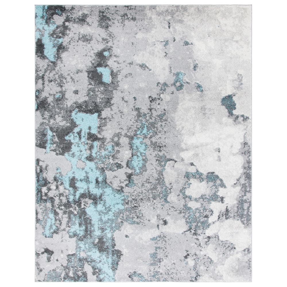 Reversible Gray Rectangular Synthetic 8' x 10' Easy-Care Rug