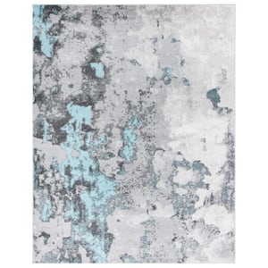 Adirondack Turquoise/Gray 9 ft. x 12 ft. Distressed Abstract Area Rug