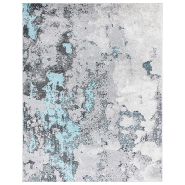 SAFAVIEH Adirondack Turquoise/Gray 9 ft. x 12 ft. Distressed Abstract Area Rug