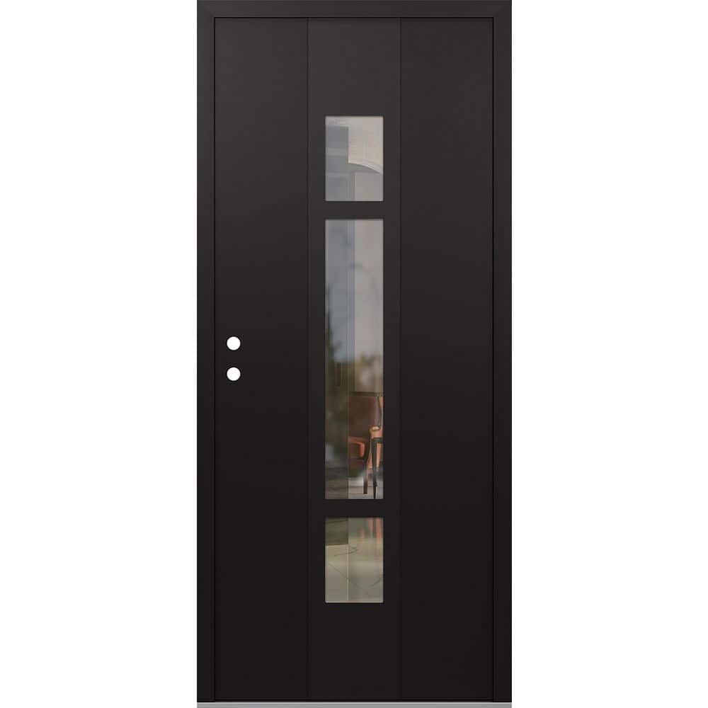A9 36 in. x 80 in. Black P Right-Hand/Inswing Clear Glass Black/Black Steel Prehung Front Door price history on PriceWatchPro