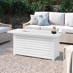54 in. 50,000 BTU Rectangular Steel Gas Outdoor Patio Fire Pit Table in White