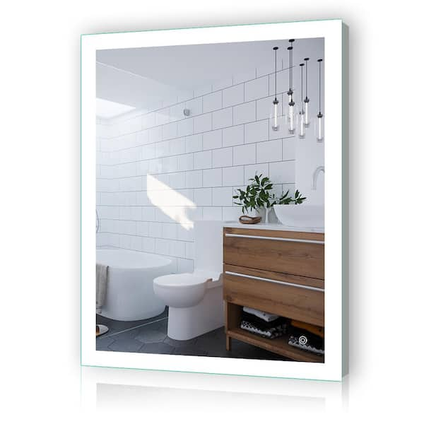 Wisfor 28 in. W x 36 in. H Large Rectangular Frameless Anti-Fog High Lume  LED Lighted 2-Way Hanging Wall Bathroom Vanity Mirror XMR-C28-188-US - The  Home Depot