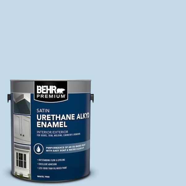 BEHR PREMIUM 1 gal. #M520-2 After Rain Urethane Alkyd Satin Enamel Interior/Exterior Paint