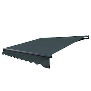 12 ft. x 10 ft. Retractable Motorized Patio Awning - Black Frame - Forest Green Fabric