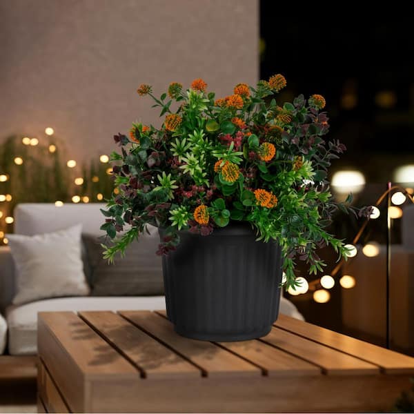 15-in. Artificial Mixed Foliage Floral Bloom Planter
