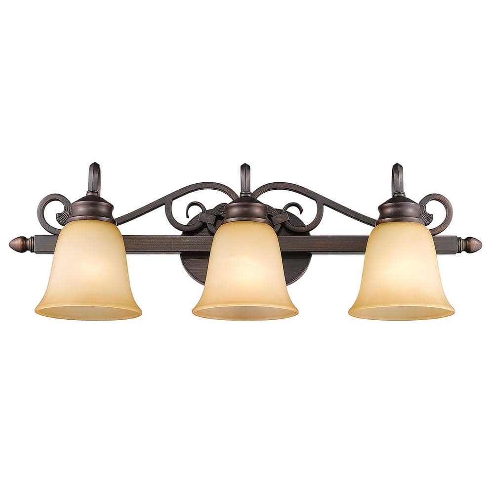 Bronze 3-Light Traditional Bathroom Vanity Fixture