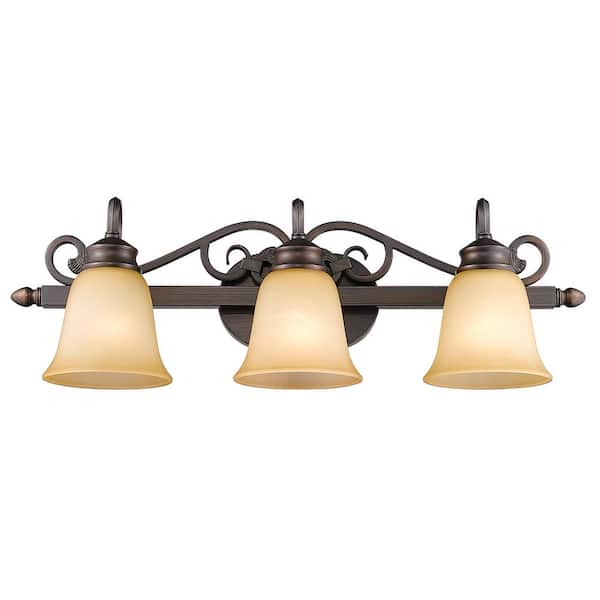 Golden Lighting Belle Meade Collection 3-Light Rubbed Bronze Bath Vanity Light