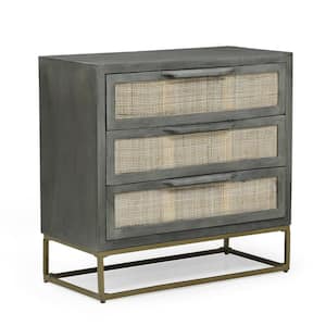 Ailey Gray and Natural Cabinet with 3-Drawers