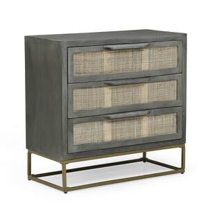 Ailey Gray and Natural Cabinet with 3-Drawers