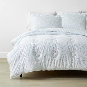 Company Kids Starlight 3-Piece Turquoise Organic Cotton Percale Full Comforter Set