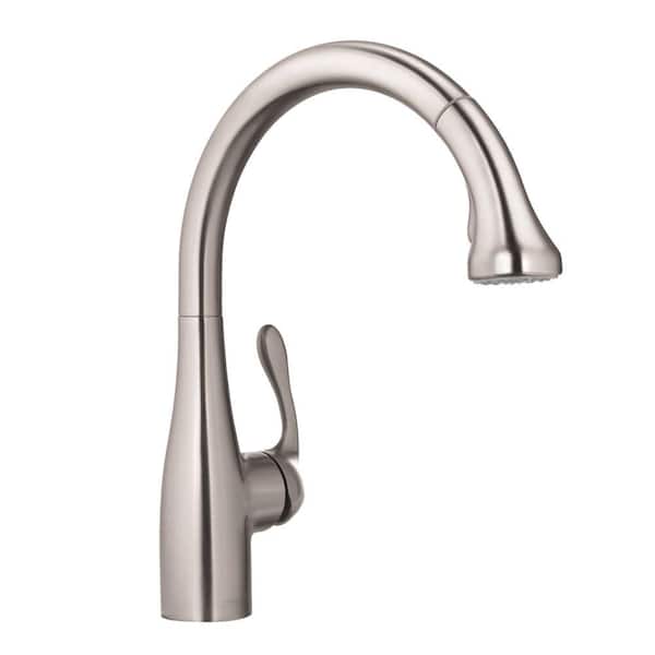 Hansgrohe Allegro E Single-Handle Pull-Out Sprayer Kitchen Faucet in Steel Optik