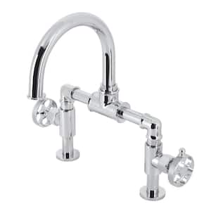 Webb Bridge 8 in. Widespread 2-Handle Bathroom Faucet with Push Pop-Up in Polished Chrome