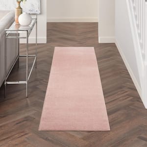 Essentials 2 ft. x 10 ft. Pink Kitchen Runner Solid Contemporary Indoor/Outdoor Patio Area Rug