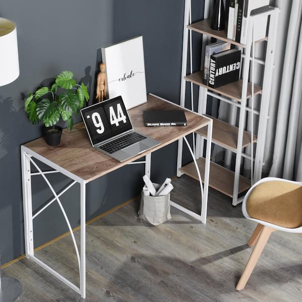 32 inch Small Computer Desk for Small Space, Modern Simple Style Desk for  Living Room/Beroom/Home Office, Sturdy Student Writing Desk, Grey Oak
