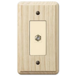Contemporary 1 Gang Coax Wood Wall Plate - Unfinished Ash