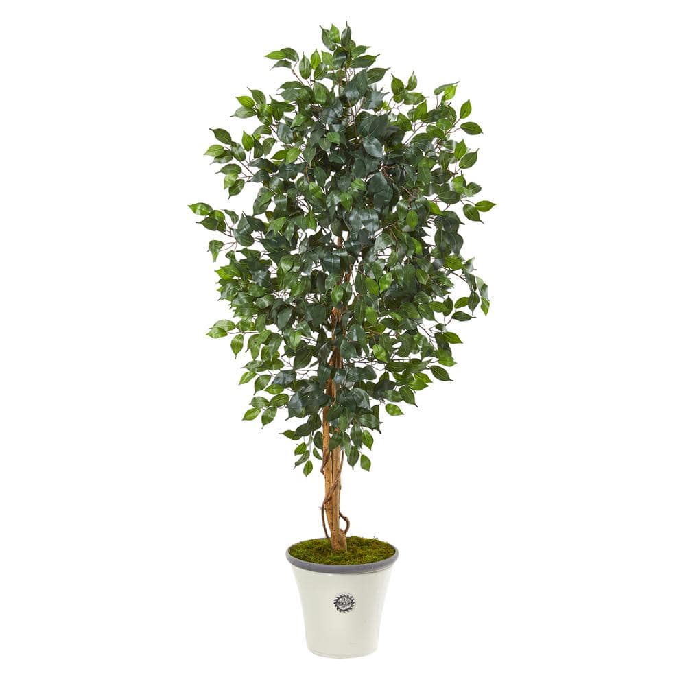 Nearly Natural 65 in. Ficus Artificial Tree in Decorative Planter9856 The Home Depot