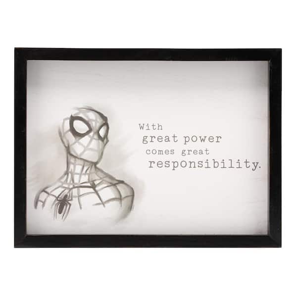 Marvel 12 in. x 16 in. "Spider-Man: With Great Power" Wood Framed Wall Art