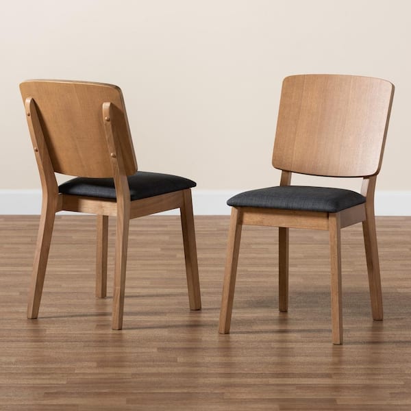 Baxton Studio Denmark Black and Oak Brown Dining Chair Set of 2