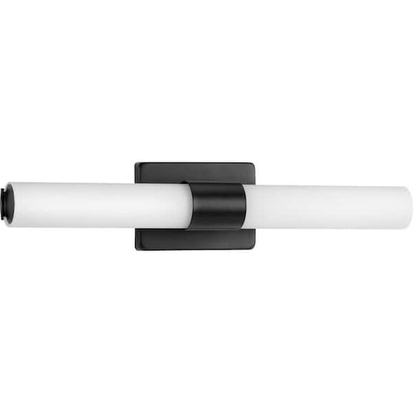 Blanco LED Collection 32" Matte Black Etched White Glass Modern Bath Vanity Light
