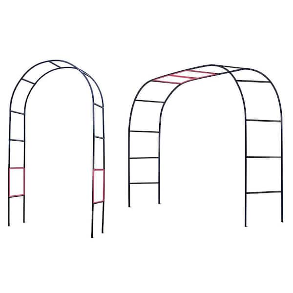 94.5 in. x 55 in. Galvanized Steel Thickened Tube Garden Arbor Stable Climbing Plant Trellis Wedding Decor