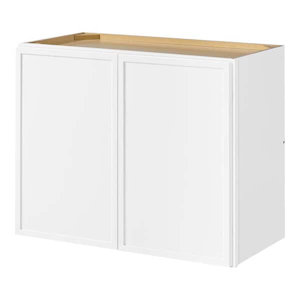 Leyton 30 in. W x 15 in. D x 24 in. H Ready to Assemble Plywood Slim Shaker Wall Bridge Kitchen Cabinet in Alpine White