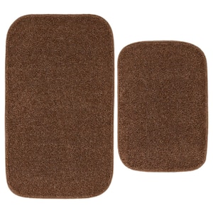 Sedona Cinnamon Brown Solid Color Plush Polypropylene Rectangle 2 Piece Bath Rug Set