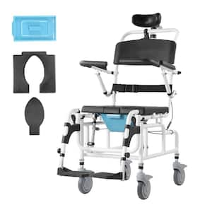 Shower Wheelchair 17.5 in. Al Alloy Bathroom Wheelchair for Disabled Adult