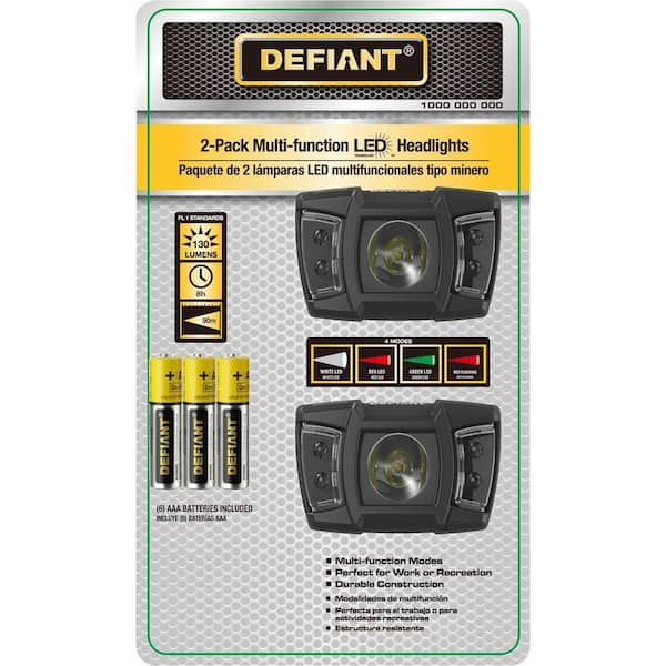 Defiant Multi-Function 130 Lumens LED Headlight (2 per Pack)
