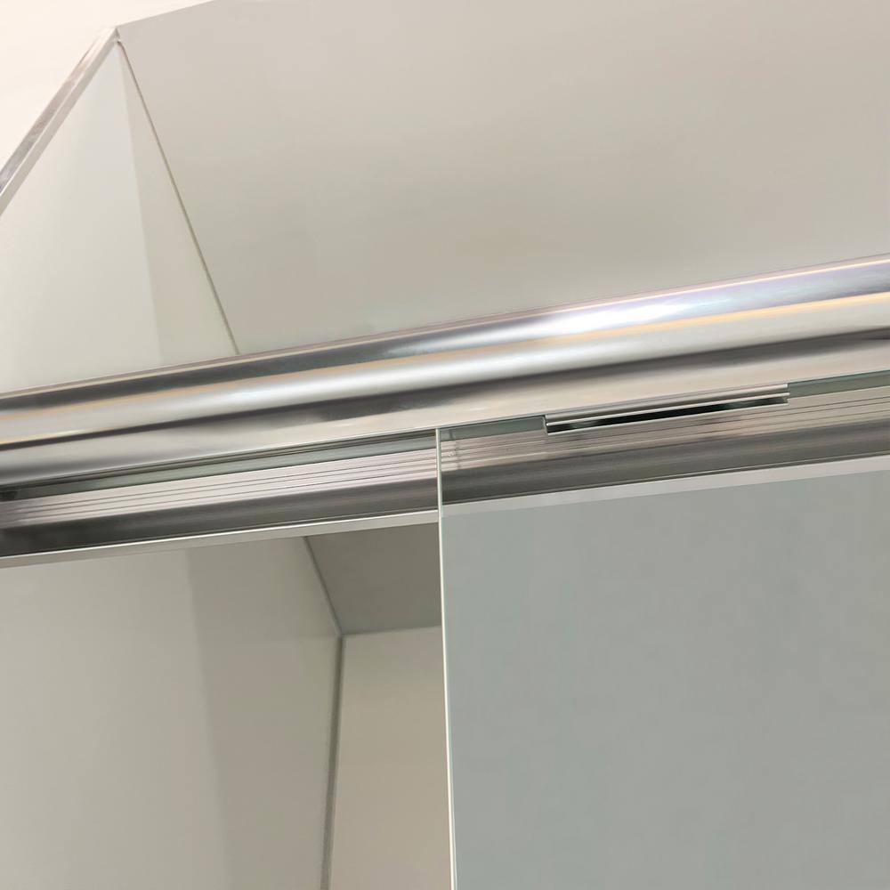 60'' Chrome Framed Sliding Shower Door with Clear Glass
