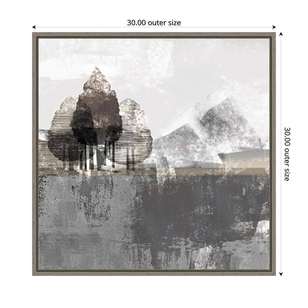 Textured Abstract Landscape Gray Canvas Wall Art with Silver Frame