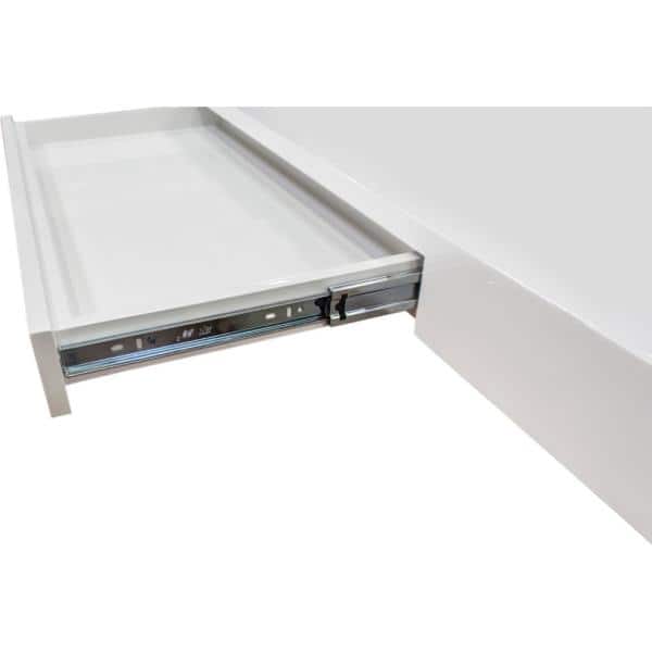 Modern White Lacquer Wood Computer Desk with Stainless Steel Base, 47"