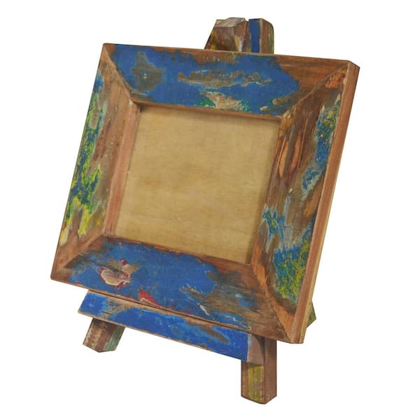 A & B Home 12 in. x 16 in. Blue and Brown Picture Frame with Easel Stand