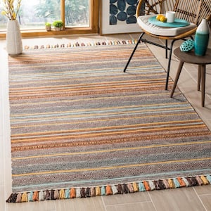 Montauk Turquoise/Brown Doormat 3 ft. x 4 ft. Striped Area Rug