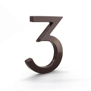 4 in. Roman Bronze Aluminum Floating or Flat Modern House Number 3