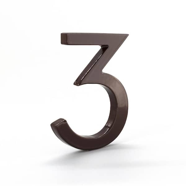 Montague Metal Products 4 in. Roman Bronze Aluminum Floating or Flat Modern House Number 3