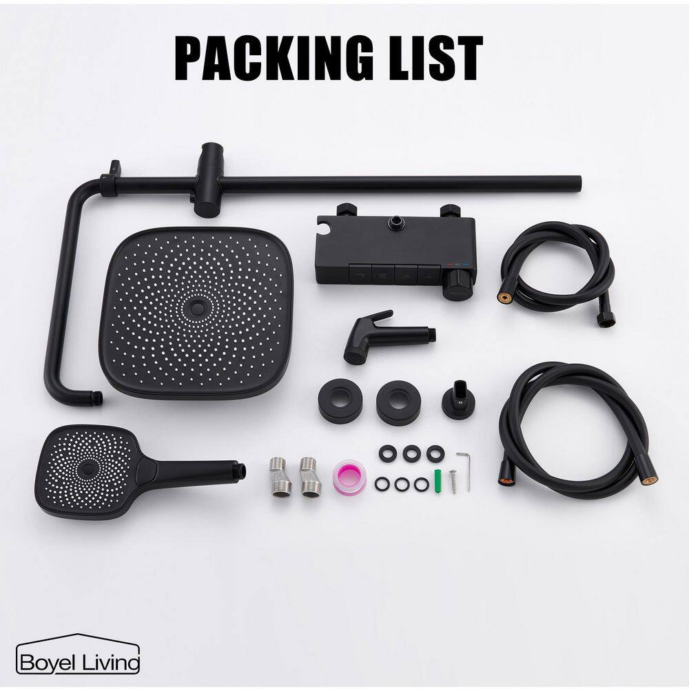 Matte Black Dual Shower Head with Handheld and Tub Spout