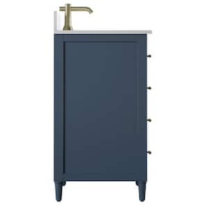 Dresser Style 30 in. Bath Vanity in Franklin Blue with Stone Vanity Top in White and White Basin