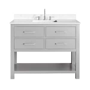 Brooks 43 in. W. x 22 in. D x 35 in. H Single sink Bath Vanity in Chilled Gray finish with Cala White Engineered Top
