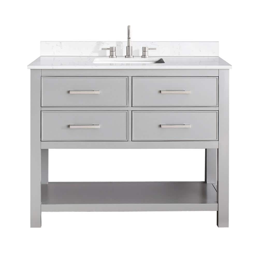 Chilled Gray 43" Single Bathroom Vanity with Engineered Marble Top