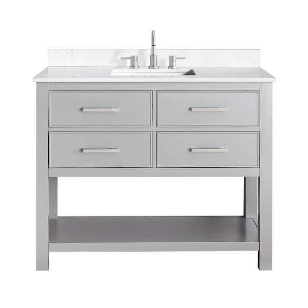 Brooks 43 in. Single Sink Chilled Gray Bath Vanity with Cala White Engineered Stone Top