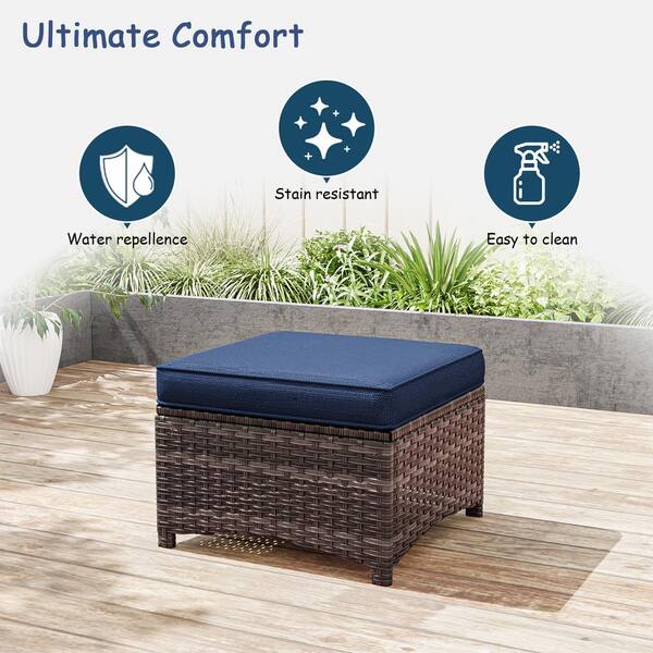 JOYSIDE 5-Piece Wicker Outdoor Patio Conversation Set with