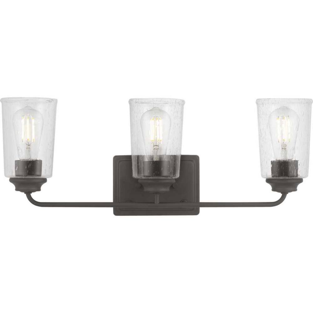 Evangeline 23" Modern Bronze 3-Light Bathroom Vanity Fixture with Clear Glass Shades