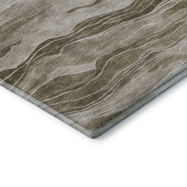 Mayfield Premium Machine Washable Abstract AMF1246 Brown 9 ft. x 12 ft. Area Rug