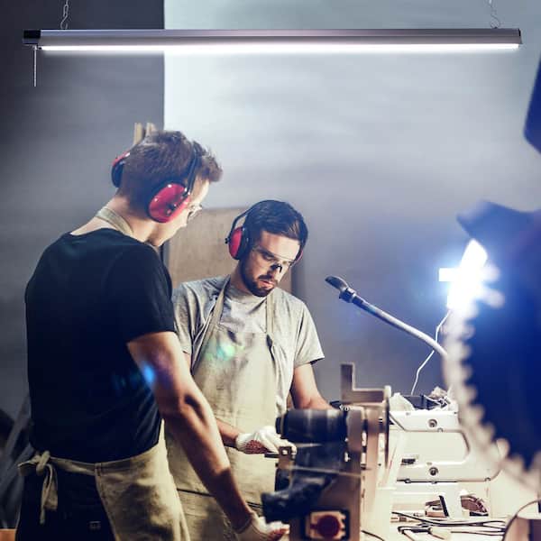 4 ft. 250-Watt Equivalent Integrated LED Silver Shop Light 4000K, Linkable (4-Pack)