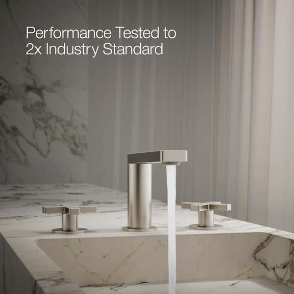 KOHLER Composed Widespread Bathroom Sink Faucet With Cross Handles 1.2 GPM in Vibrant Brushed Nickel