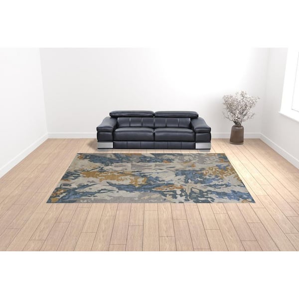 10 ft. x 14 ft. Blue and Gray Abstract Area Rug