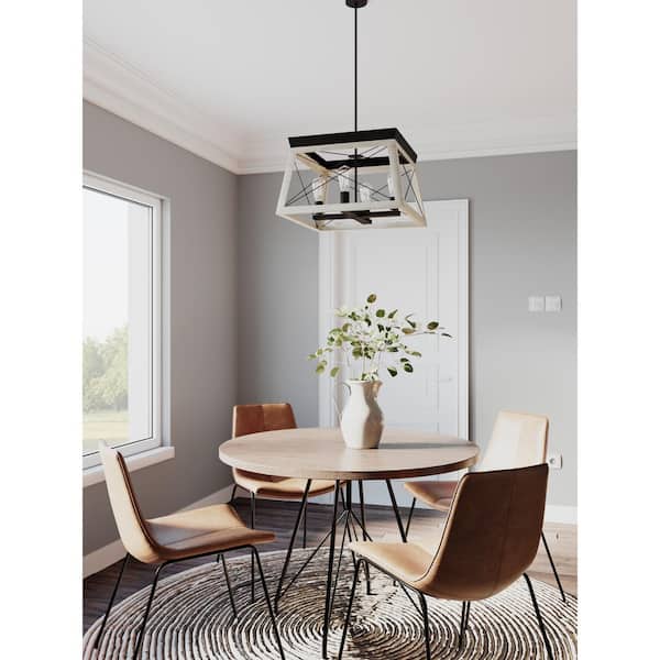 Briarwood Collection 4-Light Graphite Farmhouse Square Chandelier Light
